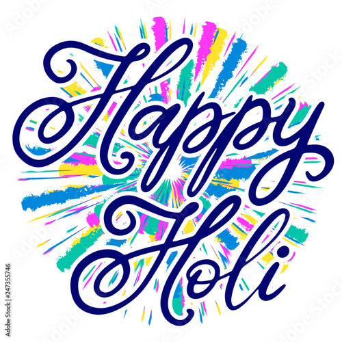 ettering illustration for Happy holi festival