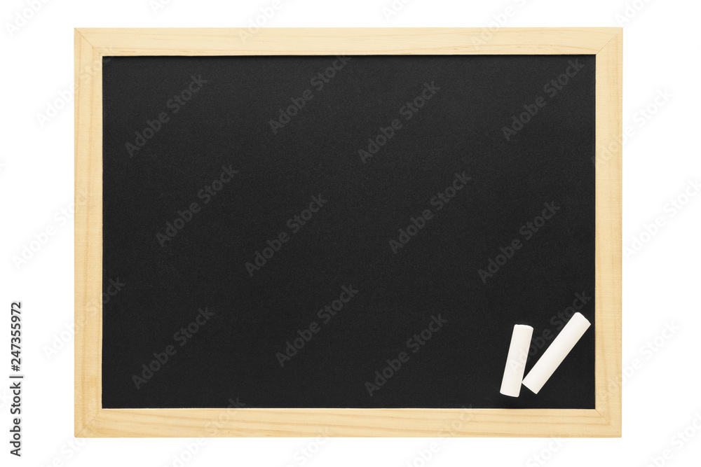 Empty blackboard with wooden frame and chalk. Copy space. Empty blackboard with wooden frame and chalk. Copy space.