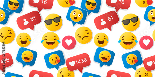 emoji seamless pattern on a white background. illustration