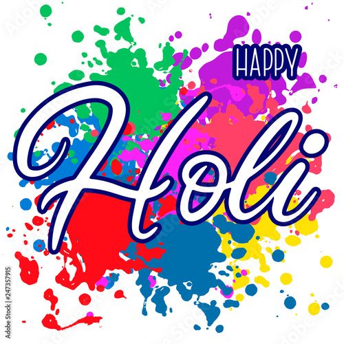 ettering illustration for Happy holi festival