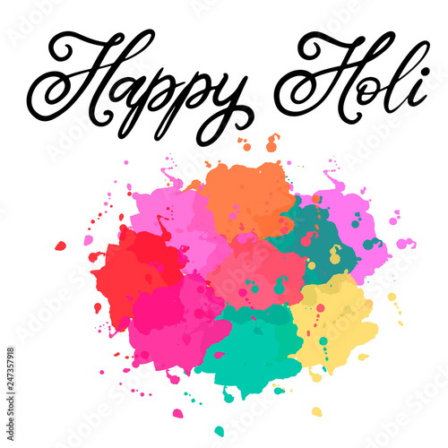 ettering illustration for Happy holi festival