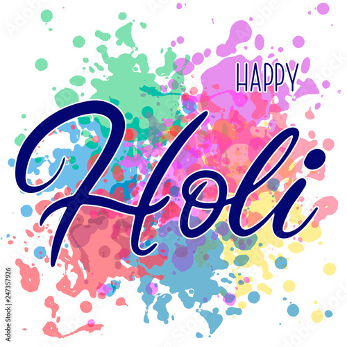ettering illustration for Happy holi festival