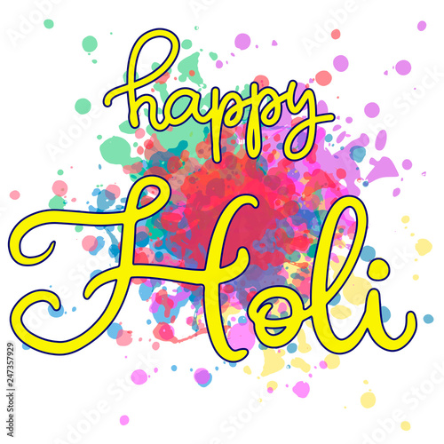 ettering illustration for Happy holi festival