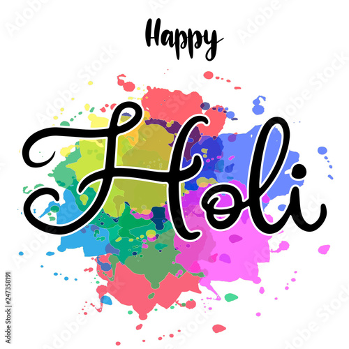 ettering illustration for Happy holi festival