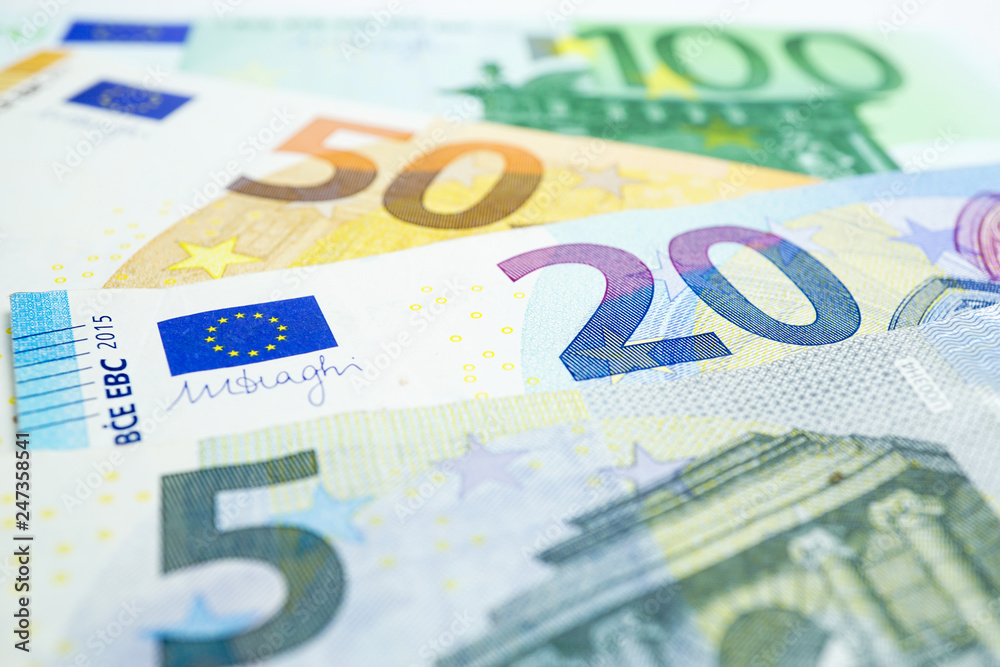Euro banknotes background : Banking Account, Investment Analytic research data economy, trading, Business company concept.