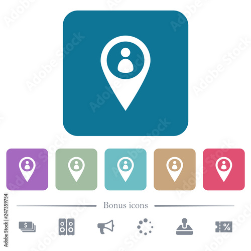 Free Download Member GPS map location flat icons on color rounded square backgrounds - GFXLoad