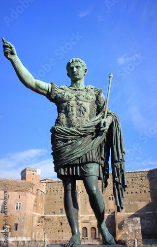 ROME, ITALY - DECEMBER 29: Bronze statue of Augustus, the first emperor of Rome and father of the nation, Rome, Italy.