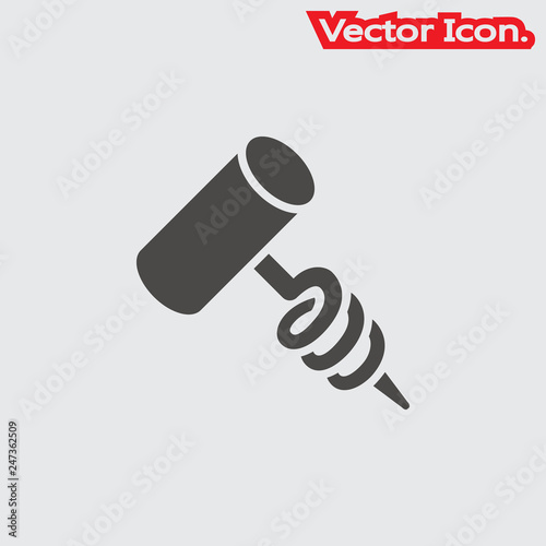 Corkscrew icon isolated sign symbol and flat style for app, web and digital design. Vector illustration.