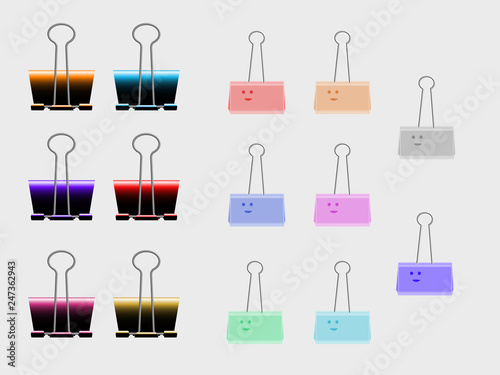 set of paper clips isolated on white background