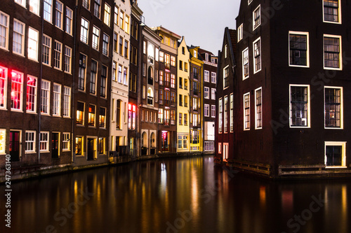 Night city Amsterdam, background. 