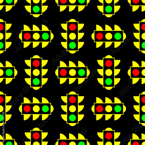 Traffic light seamless pattern, simple vector sign