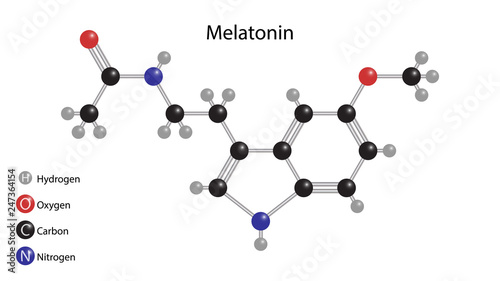 Melatonin vector. Molecular structure vector design. Melatonin hormone