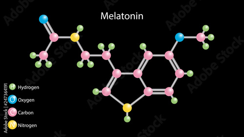 Melatonin vector. Molecular structure vector design. Melatonin hormone