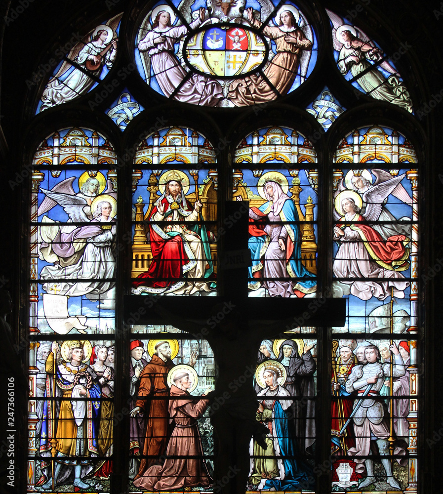 Stained glass window in Saint-Eustache church, Paris, France
