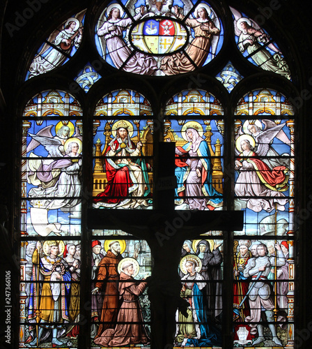 Stained glass window in Saint-Eustache church  Paris  France