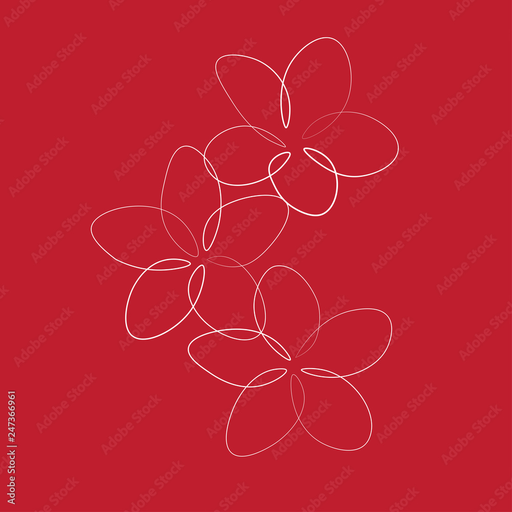 One line drawing flower, vector illustration