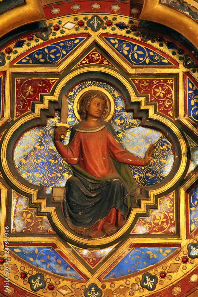 Icon on the wall of lower level of royal palatine chapel, Sainte-Chapelle, Paris,