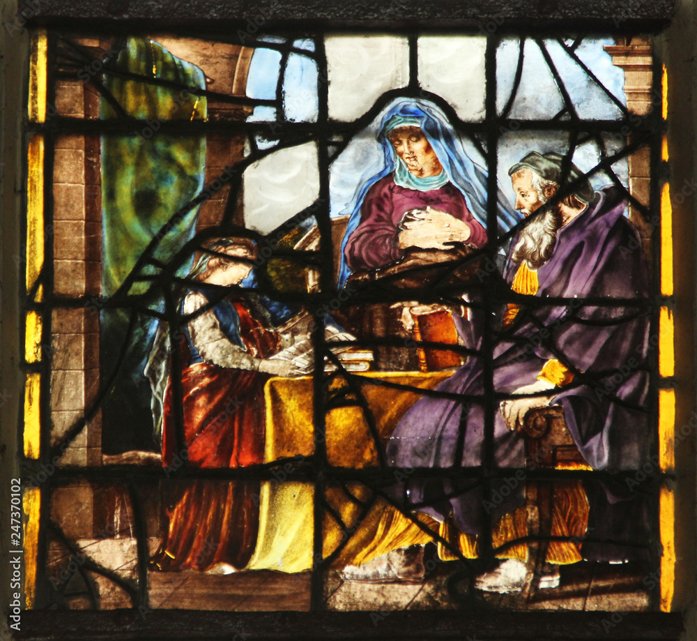Virgin Mary with her parents, St. Anne and St. Joachim, Saint Etienne du Mont Church, Paris.