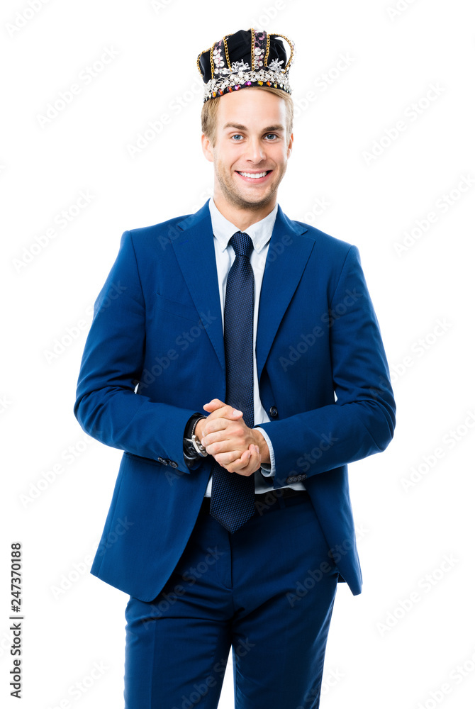 smiling young businessman in crown
