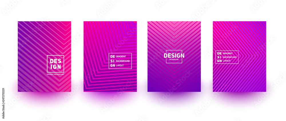 Minimal cover layout designs. Bright neon gradients. Abstract geometric backgrounds