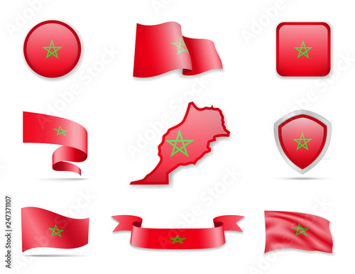 Free Download Morocco flags collection. Vector illustration set flags and outline of the country. - GFXLoad