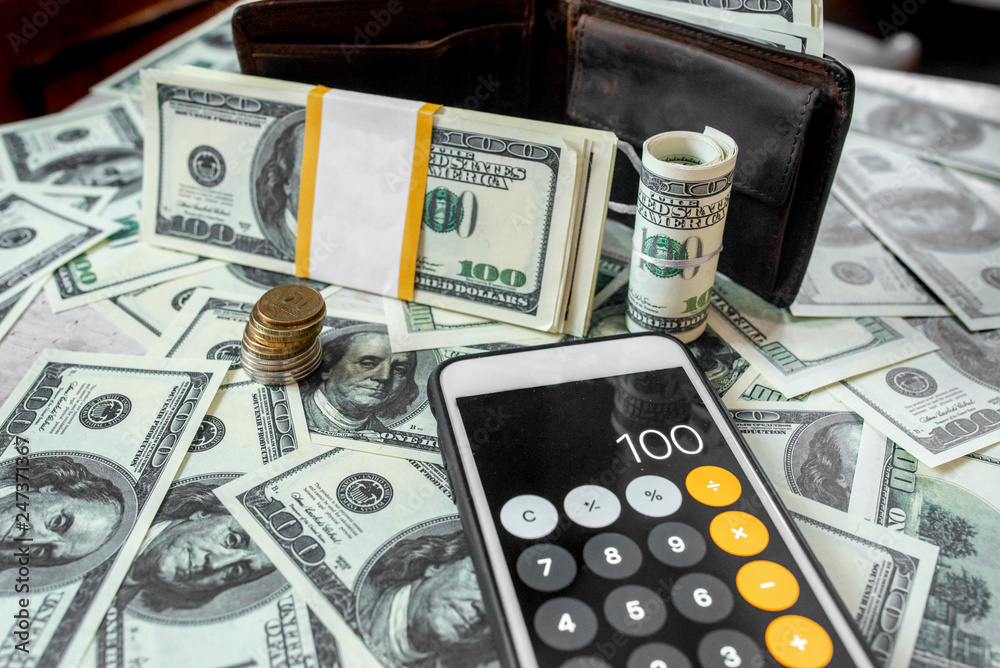 Fototapeta premium Hundreds of notes on the table