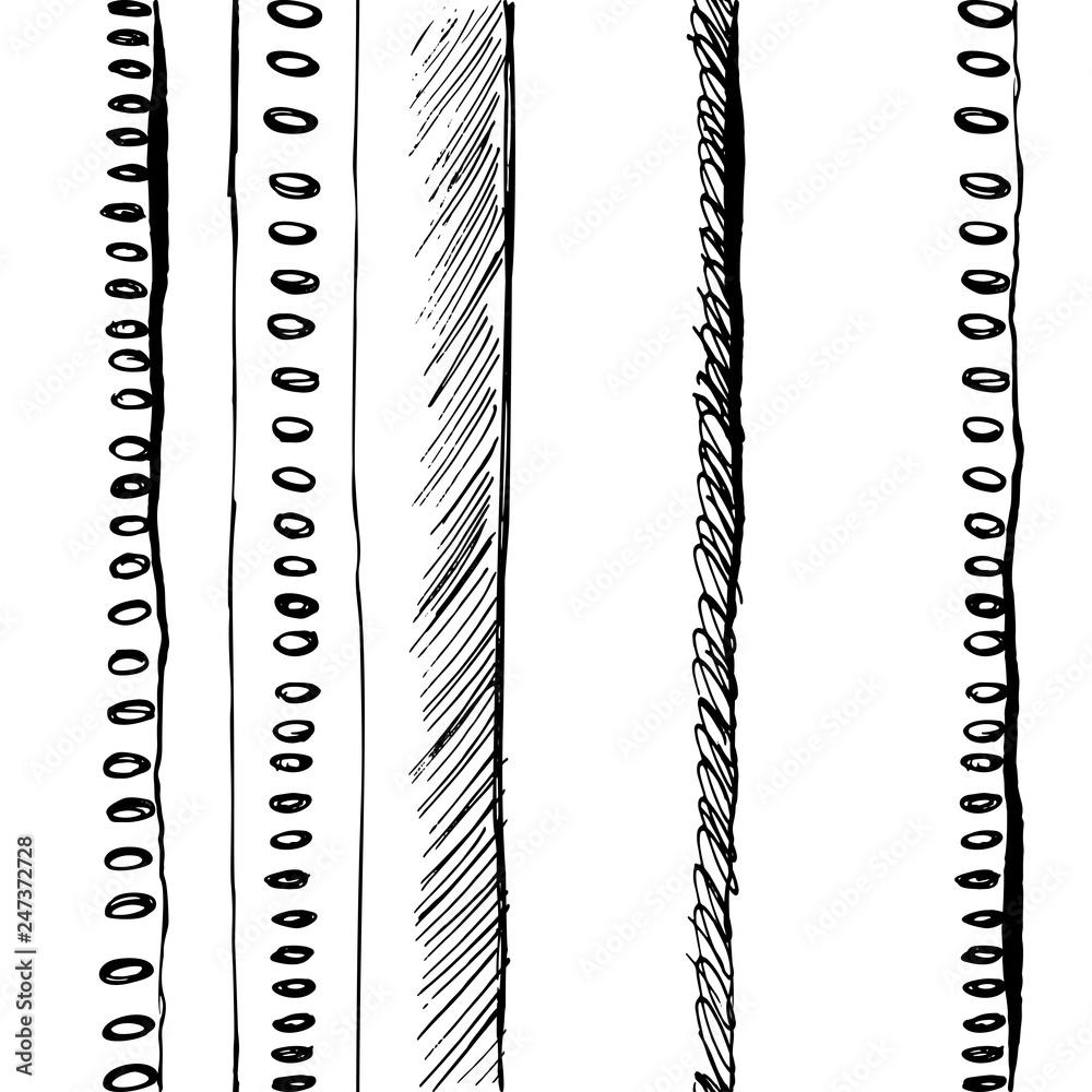 Pattern white and black grange brush line. Ink hand drawn texture. Print surface design.