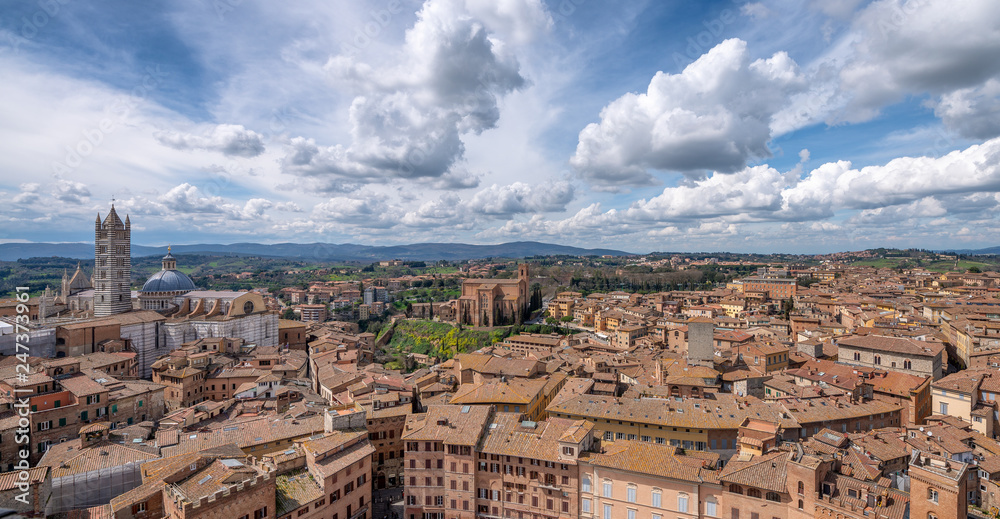 Beautiful view of Siena, Medieval Town in Tuscany