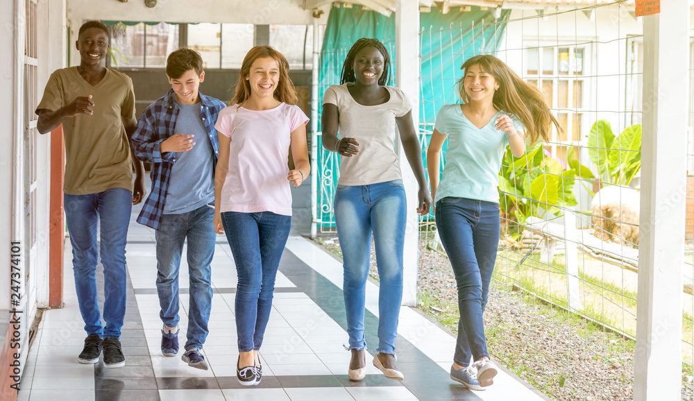 Teenagers outdoor at school enjoying life Teenagers outdoor at school enjoying life