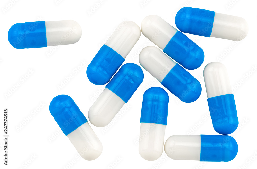 pills capsules isolated on white background. With clipping path