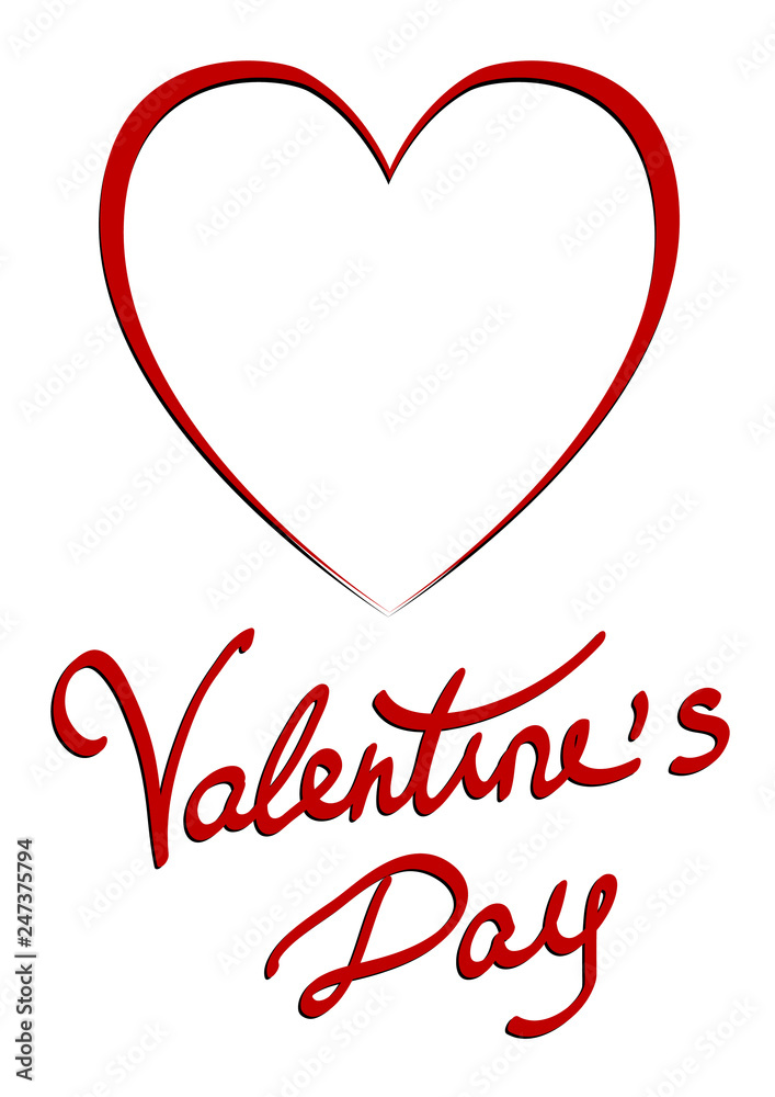 Inscription Valentine's Day and heart sign on a white background Inscription Valentine's Day and heart sign on a white background