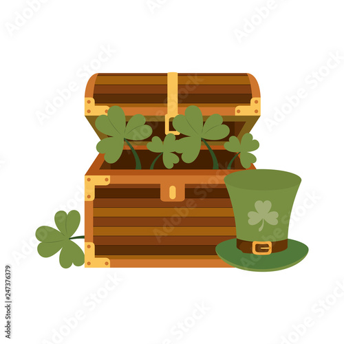 chest with leprechaun hat isolated icon