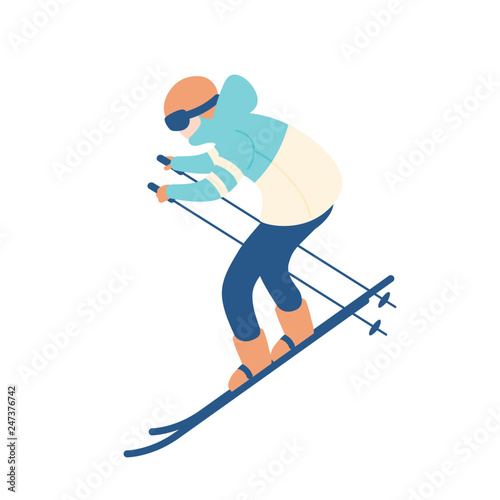 Guy in snow suit skiing