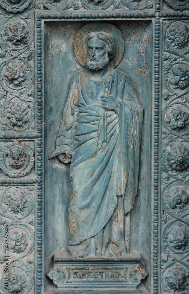 Saint Jude, detail of door of Saint Vincent de Paul church, Paris