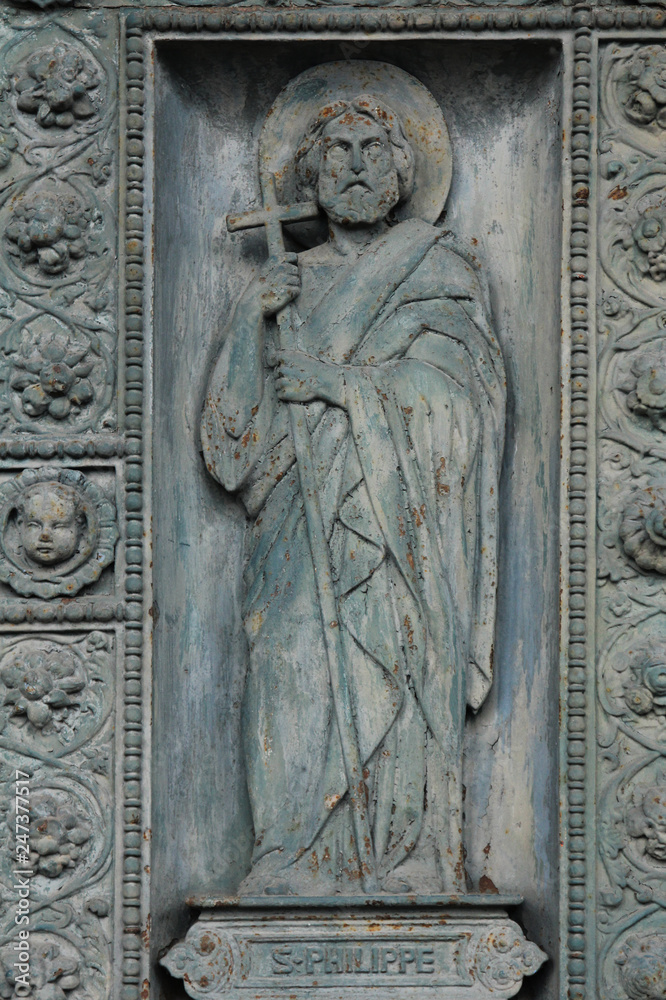 Saint Philip, detail of door of Saint Vincent de Paul church, Paris