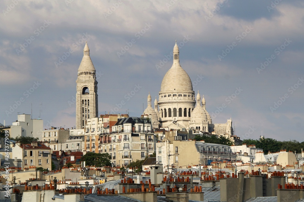view, city, paris, Sacré-Cœur, Montmartre, panorama, architecture, cityscape, skyline,	