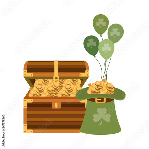 chest with leprechaun hat isolated icon