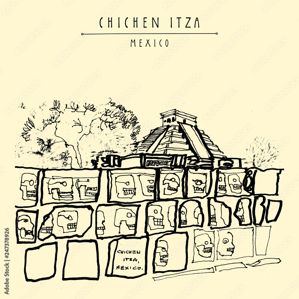 Obraz premium Chichen Itza Mexico postcard