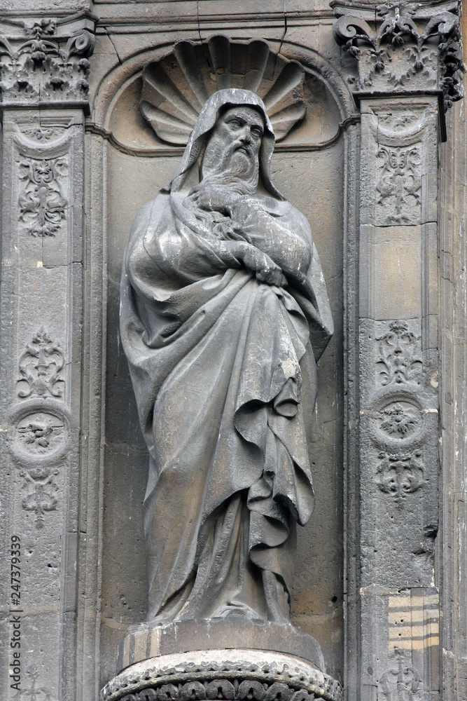 Statue at the south portal of the church of St. Eustache, Paris