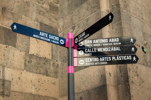 Sign showing touristc attractions in Las Palmas de Gran Canaria, Las Palmas, Spain photo