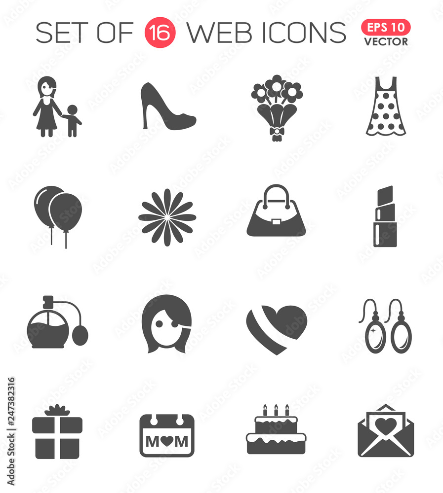 mother's day icon set. mother's day web icons for your project mother's day icon set. mother's day web icons for your project