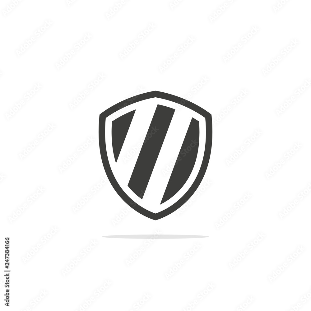 Monochrome vector illustration of a shield icon, isolated on a white background. Monochrome vector illustration of a shield icon, isolated on a white background.