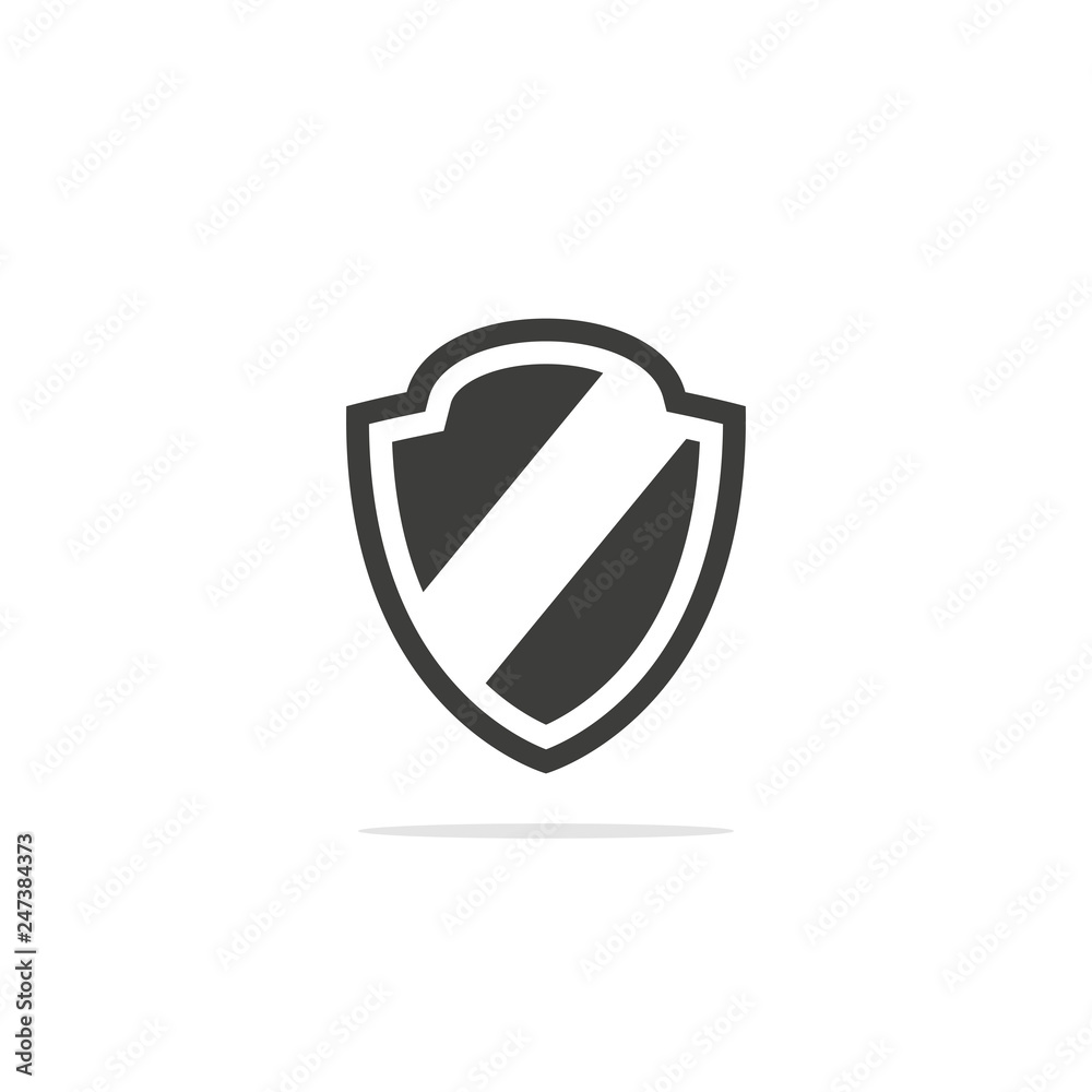 Monochrome vector illustration of a shield icon, isolated on a white background. Monochrome vector illustration of a shield icon, isolated on a white background.