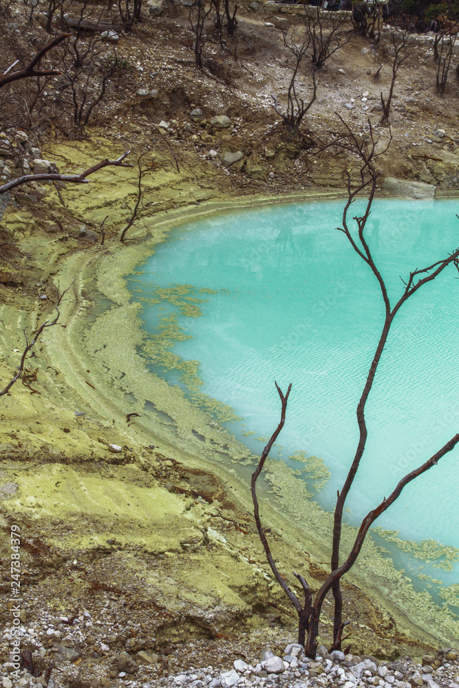 Kawah Putih, the sulfurous volcanic crater lake Kawah Putih, the sulfurous volcanic crater lake