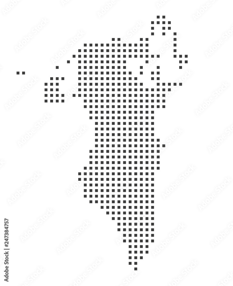 Bahrain pixel map. Vector illustration.