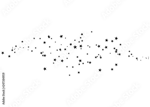 Stars on a white background. Black star shooting with an elegant star.Meteoroid, comet, asteroid