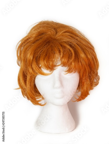 Plakat w ramie Fashion color wig on white background