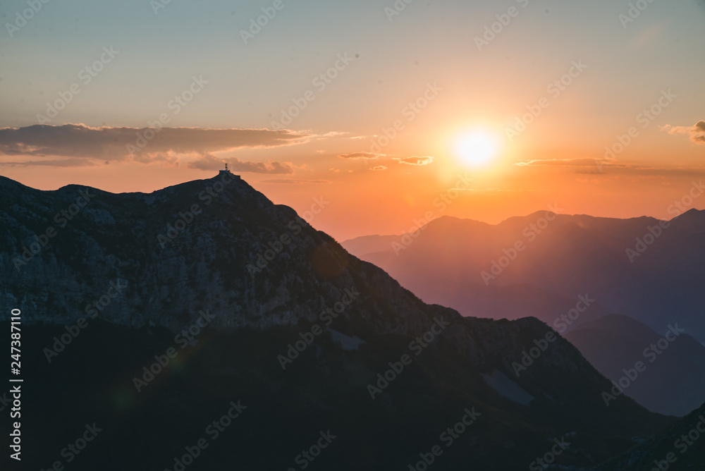 panoramic view of lovcen national park in montenegro on sunset panoramic view of lovcen national park in montenegro on sunset