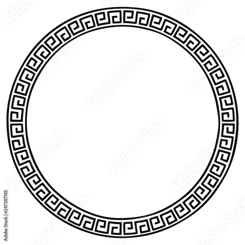 Round frame in Ancient Greek style isolated on white background.