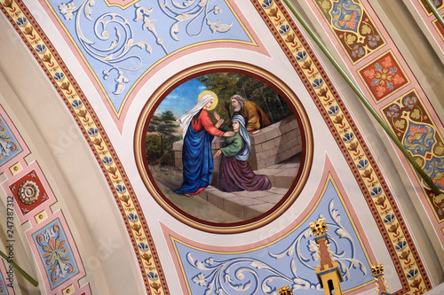Visitation of the Virgin Mary, fresco in the church of Saint Matthew in Stitar, Croatia photo